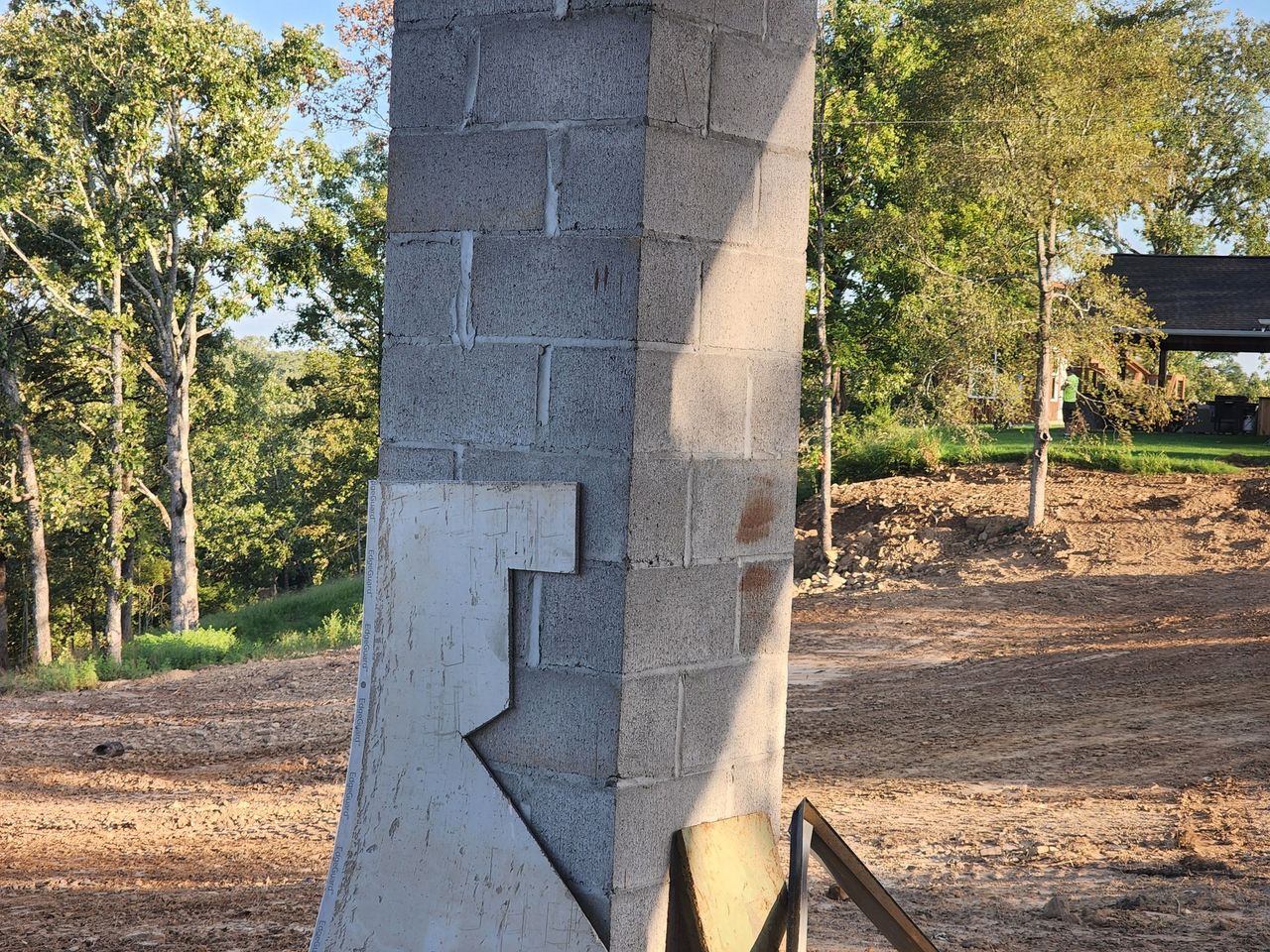 Stage 14 Structural CMU Concrete Block Column Core Rising From Footings