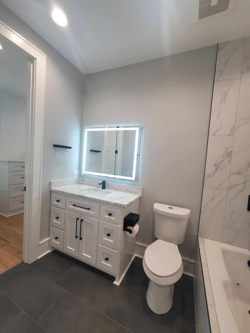 Completed Custom Residence Bath Vanity and LED Mirror