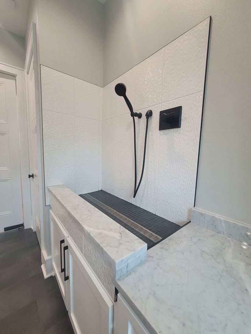 Completed Custom Residence Built-In Tiled Dog-Wash Station